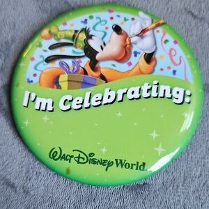 Disney Goofy Green Celebration Button